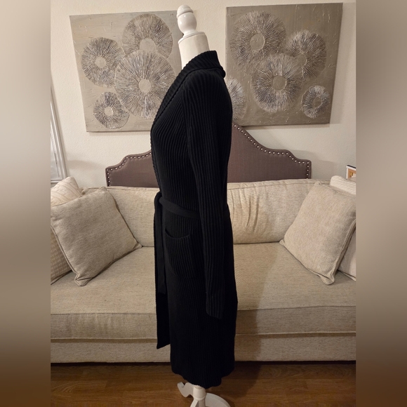 ✨J.CREW✨ 100% Cotton Ribbed Heavyweight Belted Long Cardigan - [Small, Black] - Picture 6 of 13